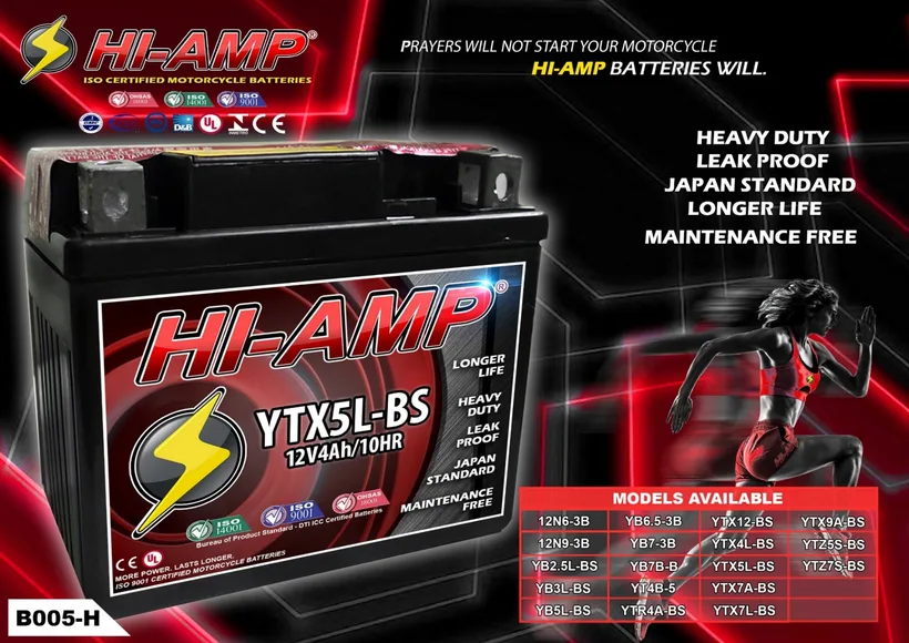 HI-AMP YTZ5L-BS Battery