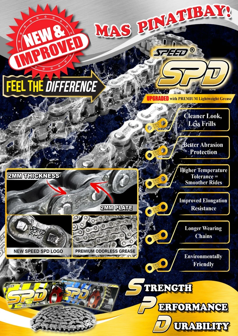 SPD® New & Improved Roller Chain — 2MM thickness, Premium Lightweight Grease